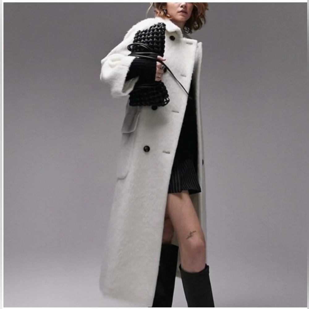 New Topshop Doubled-Breasted Trench – Size US 8 - Ivory